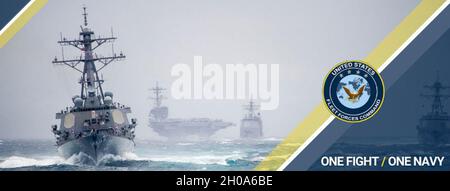 210105-N-MS174-0004 CHESAPEAKE, Va. (Jan. 5, 2021) Graphic created using imagery, photo editing software and vector elements to design a Facebook cover for U.S. Fleet Forces Command social media platform. Stock Photo