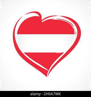 Love Austria flag emblem. Austrian flag in heart shape for Austrian National Day October 26, isolated on white background. Vector illustration Stock Vector