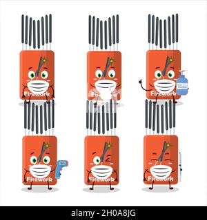 A picture of firework cartoon design style keep staying healthy during a pandemic. Vector illustration Stock Vector