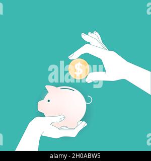 Saving, investment in future, tips and tricks for planning, save money or open a bank deposit concept. Budget home savings and investment money. Stock Vector