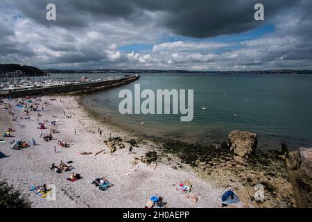 Breakwater beach in Brixham, Devon, UK Stock Photo