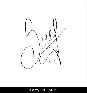 Black manual signature for documents isolated on white background. Hand drawn of signatures fictitious Autograph for convention. Calligraphy lettering Stock Vector