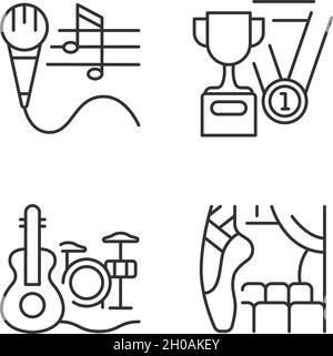 Hobby and leisure linear icons set Stock Vector