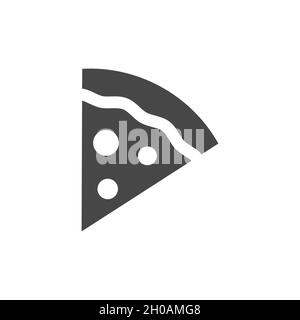 Slice of pizza black vector icon. Simple glyph pizza symbol. Stock Vector