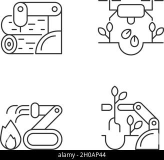 Automation for wellbeing linear icons set Stock Vector