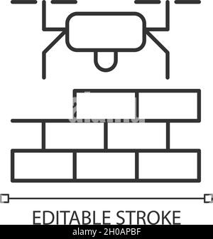 Drones for construction linear icon Stock Vector