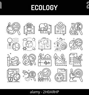 Ecology line icons set. Isolated vector element. Outline pictograms for web page, mobile app, promo. Editable stroke. Stock Vector