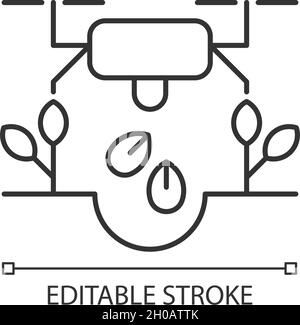 Drones for planting linear icon Stock Vector