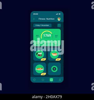 Fitness nutrition light smartphone interface vector template Stock Vector