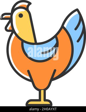 Hen RGB color icon Stock Vector