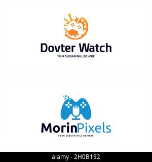 Modern game digital podcast logo design Stock Vector