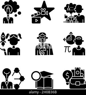 Skill & Talent Icons Black & White Flat Design Set Big Stock Vector ...