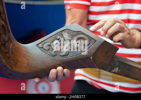 Gondolier Touch Stern Rowlock Called Forcola Stock Photo