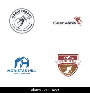 Mountain Skiing Logo Design Template Stock Vector