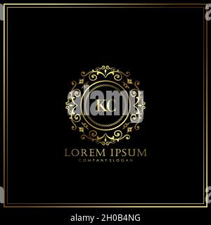 KC Initial Letter Luxury Logo template in vector for Restaurant, Royalty, Boutique, Cafe, Hotel, Heraldic, Jewelry, Fashion and other vector illustrat Stock Vector