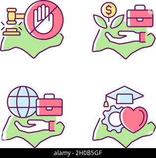 Living in Singapore RGB color icons set Stock Vector