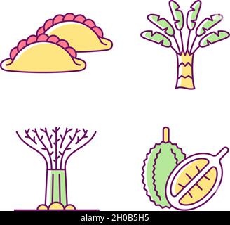 Plants in Singapore RGB color icons set Stock Vector