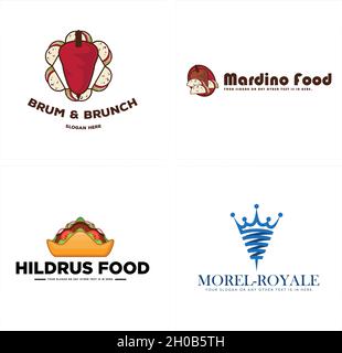 Set of food restaurant logo design Stock Vector
