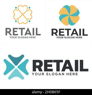 Modern retail flower clover leaf vector logo design  Stock Vector
