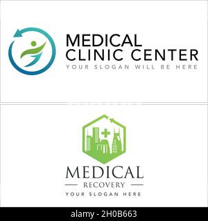 Modern medical city center people logo design Stock Vector