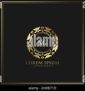 KG Initial Letter Luxury Logo template in vector for Restaurant, Royalty, Boutique, Cafe, Hotel, Heraldic, Jewelry, Fashion and other vector illustrat Stock Vector