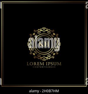 KH Initial Letter Luxury Logo template in vector for Restaurant, Royalty, Boutique, Cafe, Hotel, Heraldic, Jewelry, Fashion and other vector illustrat Stock Vector