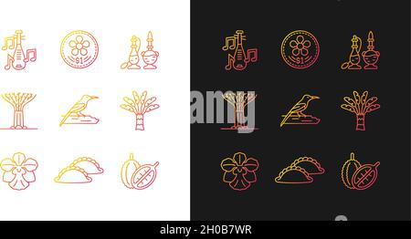 Singapore identity gradient icons set for dark and light mode Stock Vector