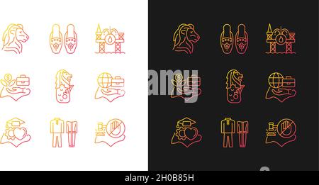 Singapore national values gradient icons set for dark and light mode Stock Vector