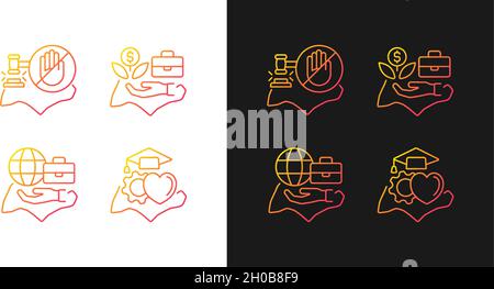 Living in Singapore gradient icons set for dark and light mode Stock Vector