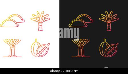 Plants in Singapore gradient icons set for dark and light mode Stock Vector