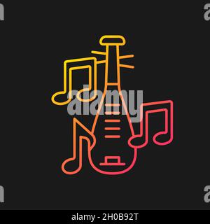 Pipa instrument gradient vector icon for dark theme Stock Vector