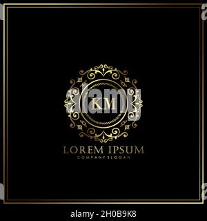 KM Initial Letter Luxury Logo template in vector for Restaurant, Royalty, Boutique, Cafe, Hotel, Heraldic, Jewelry, Fashion and other vector illustrat Stock Vector