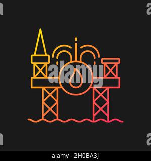 Offshore drilling gradient vector icon for dark theme Stock Vector
