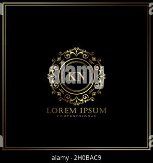 KN Initial Letter Luxury Logo template in vector for Restaurant, Royalty, Boutique, Cafe, Hotel, Heraldic, Jewelry, Fashion and other vector illustrat Stock Vector