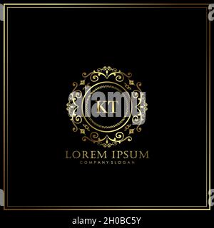 KT Initial Letter Luxury Logo template in vector for Restaurant, Royalty, Boutique, Cafe, Hotel, Heraldic, Jewelry, Fashion and other vector illustrat Stock Vector