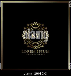 KV Initial Letter Luxury Logo template in vector for Restaurant, Royalty, Boutique, Cafe, Hotel, Heraldic, Jewelry, Fashion and other vector illustrat Stock Vector