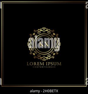 KX Initial Letter Luxury Logo template in vector for Restaurant, Royalty, Boutique, Cafe, Hotel, Heraldic, Jewelry, Fashion and other vector illustrat Stock Vector