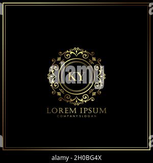 KY Initial Letter Luxury Logo template in vector for Restaurant, Royalty, Boutique, Cafe, Hotel, Heraldic, Jewelry, Fashion and other vector illustrat Stock Vector