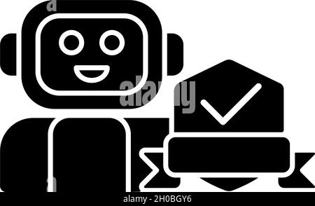 Security robot black glyph icon Stock Vector