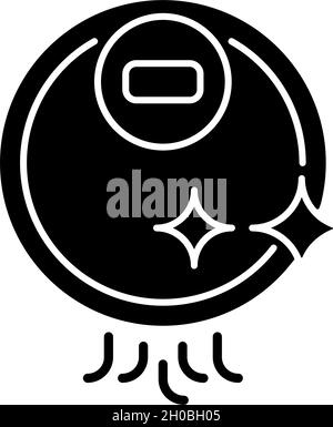 Cleaning robots black glyph icon Stock Vector