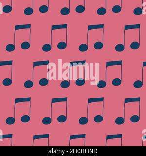 Music notes seamless pattern on pink background, musical note composition, vector illustration for textiles and wrapping paper Stock Vector