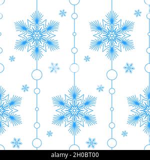 Snowflake seamless pattern christmas, geometric mandala snowflake element, vector Stock Vector
