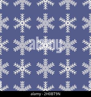 Mandala snowflake seamless pattern, geometric snowflake simple design blue purple color, vector illustration Stock Vector