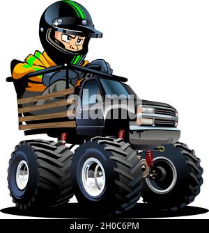 Vector Cartoon Monster Truck isolated on white. Available EPS-10 separated by groups and layers with transparency effects for one-click repaint Stock Vector
