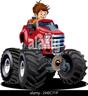 Vector Cartoon Monster Truck isolated on white. Available EPS-10 separated by groups and layers with transparency effects for one-click repaint Stock Vector