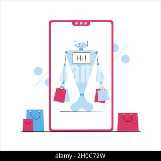 Chatbot assistant to buyer for online shopping. Stock Vector