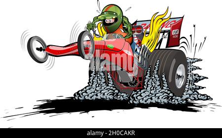 Hot Rod Race Car Dragster Engine Cartoon Vector Illustration Stock ...