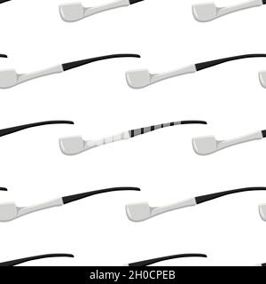 Illustration on theme many identical seamless types smoke pipes different size for tobacco. Pipe pattern consisting of color collection accessory of s Stock Vector