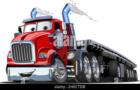 Cartoon semi truck. Available EPS-10 vector format separated by groups and layers with transparency effects for one-click recolour Stock Vector