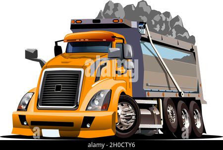 Vector Cartoon Dump Truck. Available EPS-10 vector format separated by groups and layers for easy edit Stock Vector